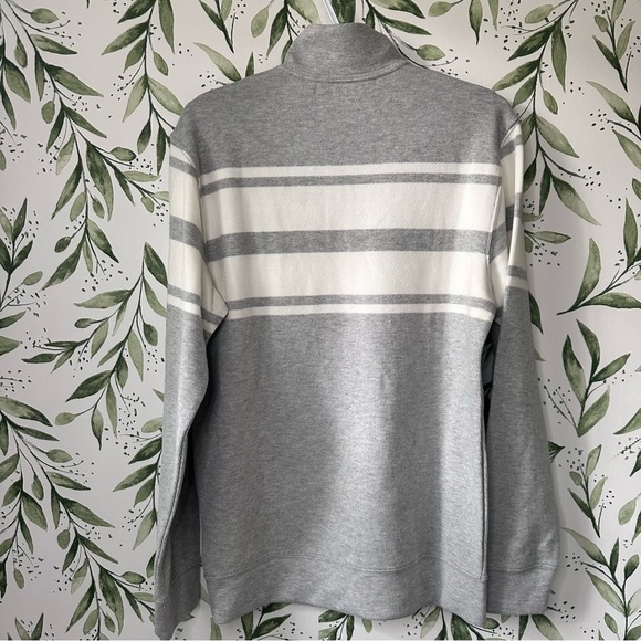 Lands’ End Bedford Rib 1/4 Zip. Medium. Gray/Ivory stripe. NWT. - Picture 4 of 9